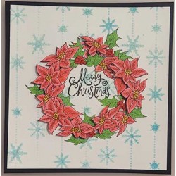 Poinsettia Wreath Cling rubber stamp