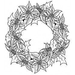 Poinsettia Wreath Cling rubber stamp